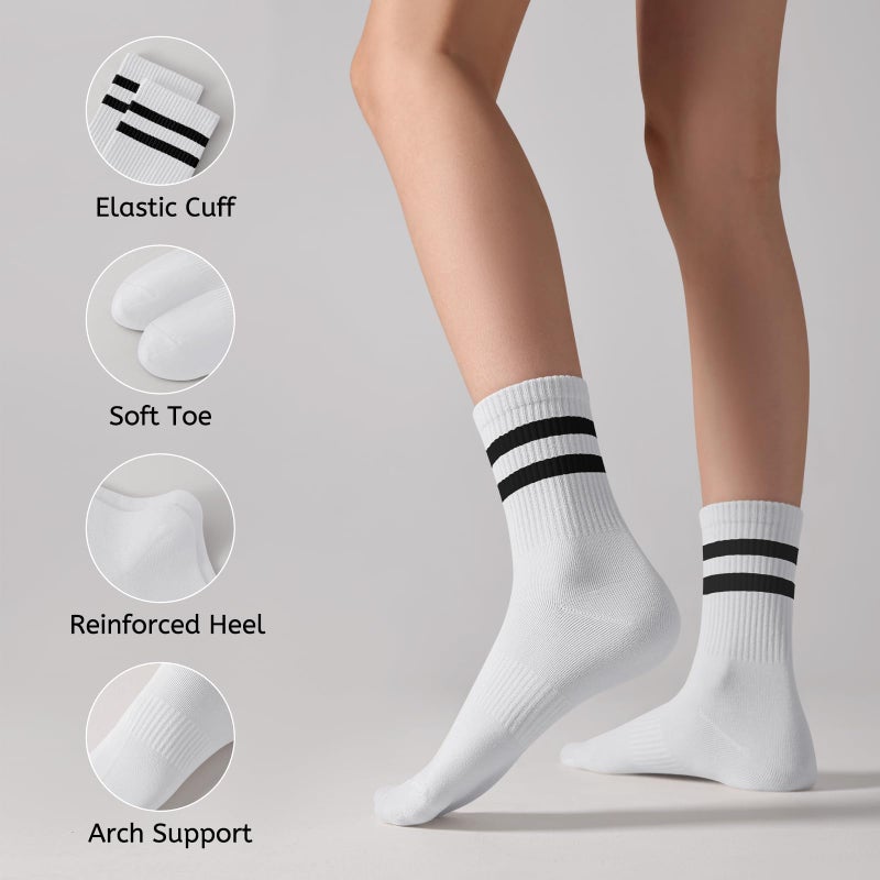 DIBAOLONG Womens Striped Crew Socks Cotton Cozy Socks for Women Cute Soft Above Ankle Sock 6 Pairs Size 5-10 - Image 4