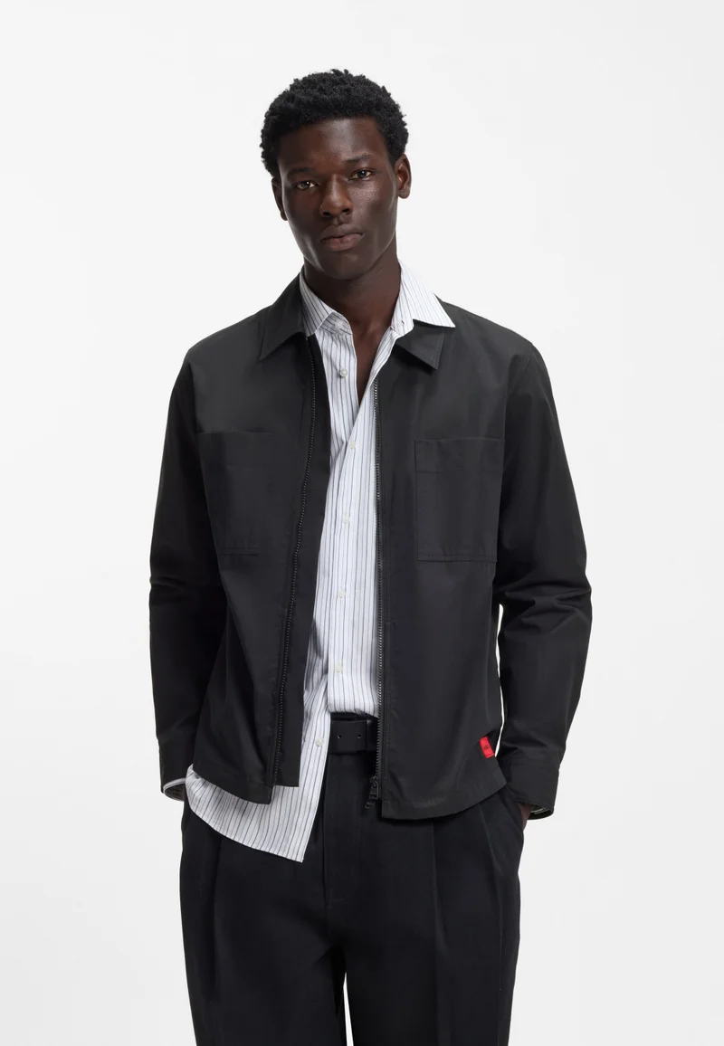 HUGO Oversized-fit overshirt in cotton-blend canvas