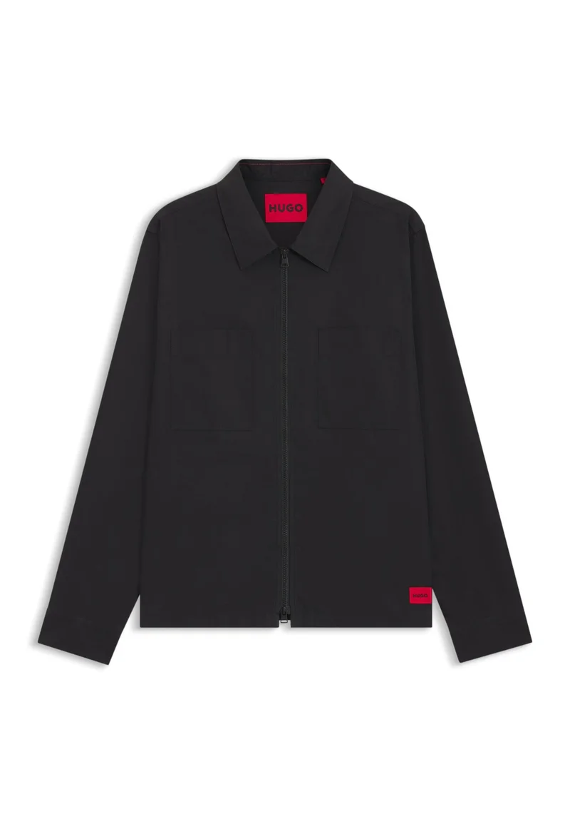 HUGO Oversized-fit overshirt in cotton-blend canvas