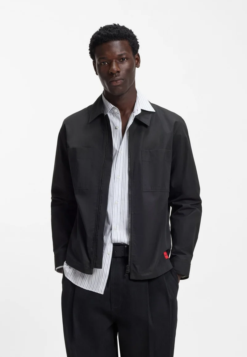HUGO Oversized-fit overshirt in cotton-blend canvas