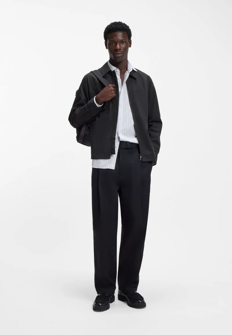 HUGO Oversized-fit overshirt in cotton-blend canvas