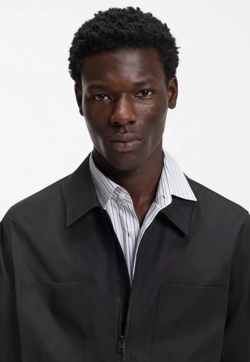 HUGO Oversized-fit overshirt in cotton-blend canvas