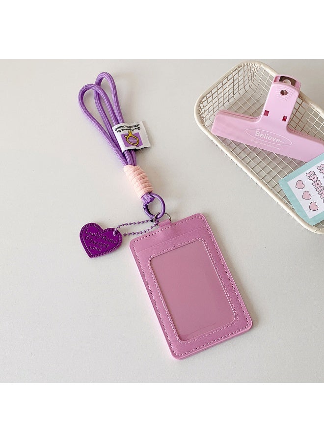 NIBEMINENT 1 - Piece Dopamine Color PU Kpop Photo Card Holder Pendant Key Chain ID Badge Holder ID Card Holder Photo Card Protector for School ID Office ID Access Card for Women Girls - Image 1