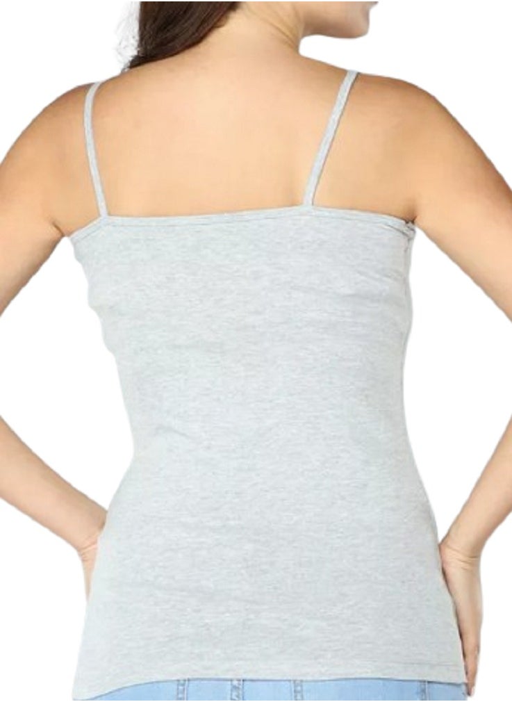 MANIKAN Undershirt For Women Plain Stretch with Thin Straps and Open Neckline  - Image 2