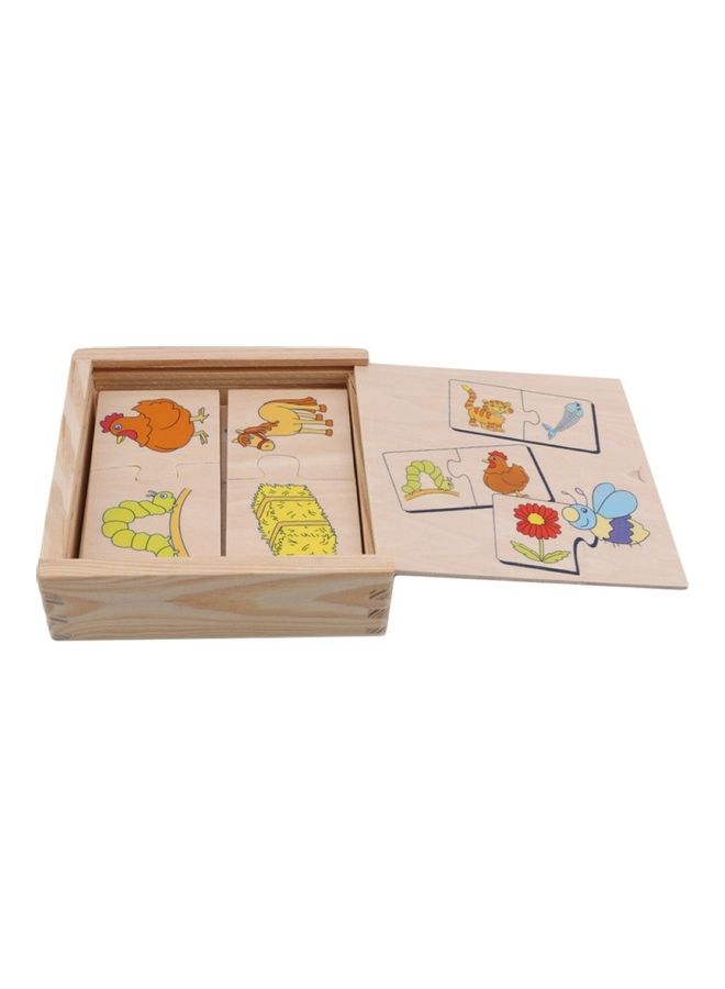 مجموعة أحجية قطع تركيب الصور من الخشب بتصميم مطابقة الطعام مع الحيوانات