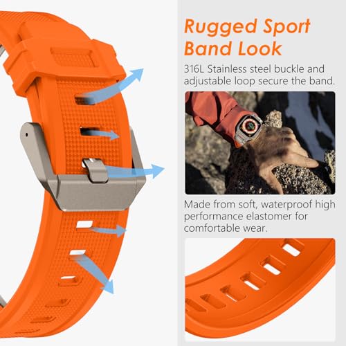 FULLIFE Designed for Apple Watch Band Apple Watch Ultra 3/2/1 49mm for Men, Silicone Rubber Bands with Metal Connector for Apple Watch Series 11/10 46mm, 9/8/7 45mm, SE2/SE 6/5/4 44mm, 3/2/1 42mm - Image 4