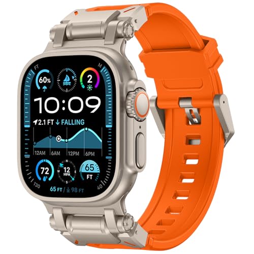 FULLIFE Designed for Apple Watch Band Apple Watch Ultra 3/2/1 49mm for Men, Silicone Rubber Bands with Metal Connector for Apple Watch Series 11/10 46mm, 9/8/7 45mm, SE2/SE 6/5/4 44mm, 3/2/1 42mm - Image 1