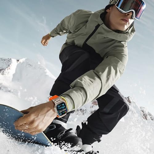 FULLIFE Designed for Apple Watch Band Apple Watch Ultra 3/2/1 49mm for Men, Silicone Rubber Bands with Metal Connector for Apple Watch Series 11/10 46mm, 9/8/7 45mm, SE2/SE 6/5/4 44mm, 3/2/1 42mm - Image 5
