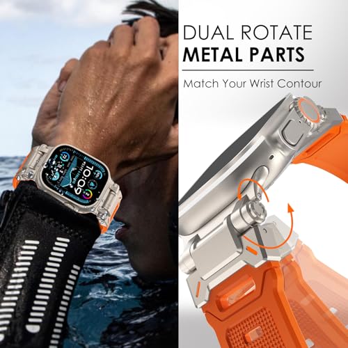 FULLIFE Designed for Apple Watch Band Apple Watch Ultra 3/2/1 49mm for Men, Silicone Rubber Bands with Metal Connector for Apple Watch Series 11/10 46mm, 9/8/7 45mm, SE2/SE 6/5/4 44mm, 3/2/1 42mm - Image 2