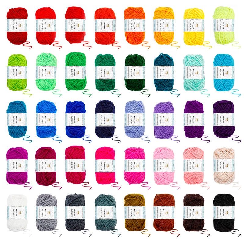 INSCRAFT 113 Piece Crochet Kit with Yarn Setâ€“ 1600 Yards Assorted Yarn for Knitting and Crochet, 73PCS Crochet Accessories Set Including Ergonomic Hooks, Knitting Needles & More Ideal Beginner Kit - Image 4