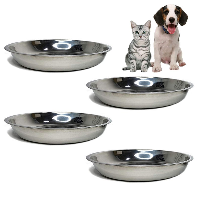 kathson Stainless Steel Whisker Relief Cat Bowl 4 pcs Shallow and Wide Bowls Pet Cat Dog Feeding Large Dishes Fits with Elevated Stands Pet Bowl Stand 1022 Inch Dia - Image 2