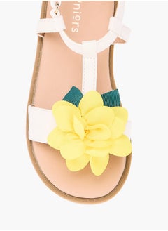 JUNIORS Girls Flower Applique Sandals With Hook And Loop Closure  - Image 3
