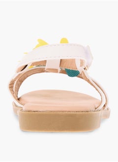 JUNIORS Girls Flower Applique Sandals With Hook And Loop Closure  - Image 4