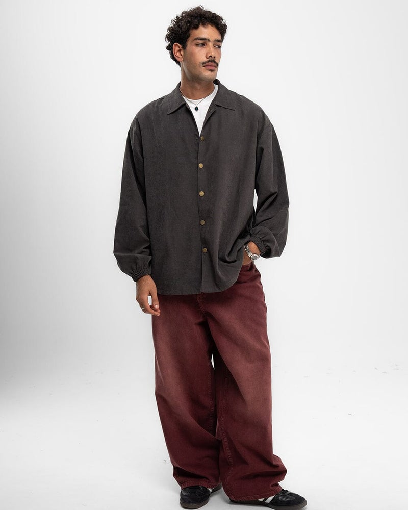 In Your Shoe Dark Grey Oversized Textured Windbreaker - Image 2