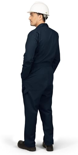 NY Threads بدلة عمل للرجال من NY Threads بتصميم مريح بأكمام طويلة، مقاس كبير جداً، لون كحلي - Image 3
