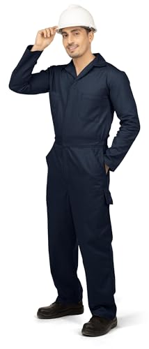 NY Threads بدلة عمل للرجال من NY Threads بتصميم مريح بأكمام طويلة، مقاس كبير جداً، لون كحلي - Image 4