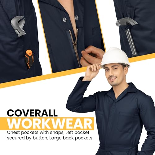 NY Threads بدلة عمل للرجال من NY Threads بتصميم مريح بأكمام طويلة، مقاس كبير جداً، لون كحلي - Image 5