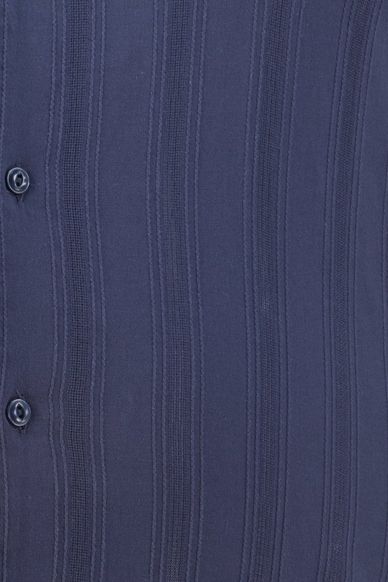 Celio Men Regular Fit Textured Short Sleeve Casual Shirt, Slate Blue - Image 5