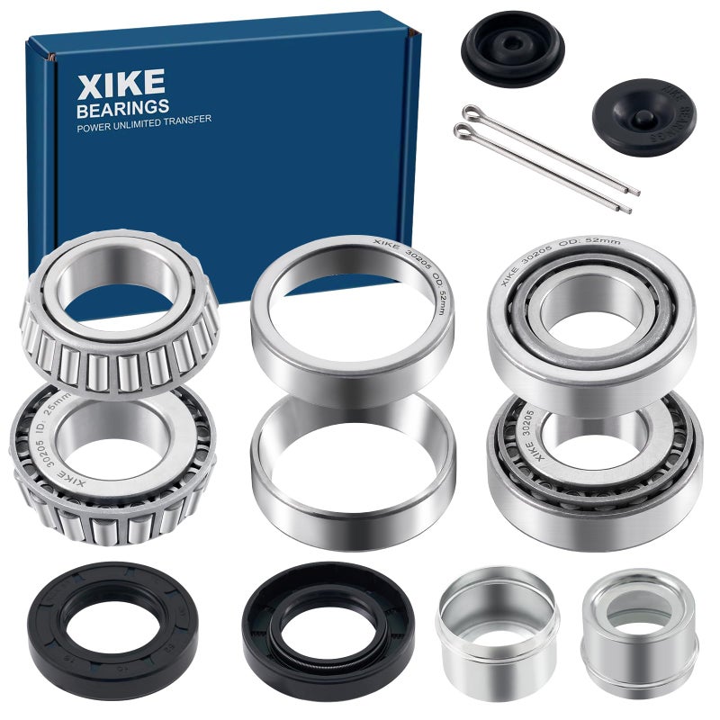 XiKe 2 Set Fits 25mm Axles Trailer Wheel Hub Kit 30205 Bearings TC30x52x10mm Seal OD 52mm Dust Cover and Cotter Pin - Image 3