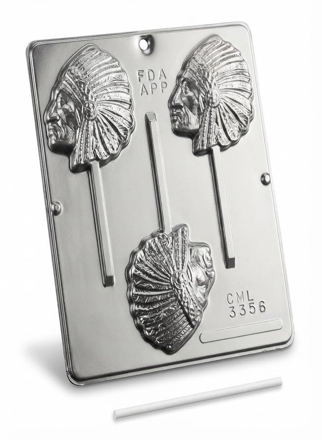 Lollipops Indian Native American Indigenous Chief Lollipop Chocolate Candy Mold 3356 - Image 4