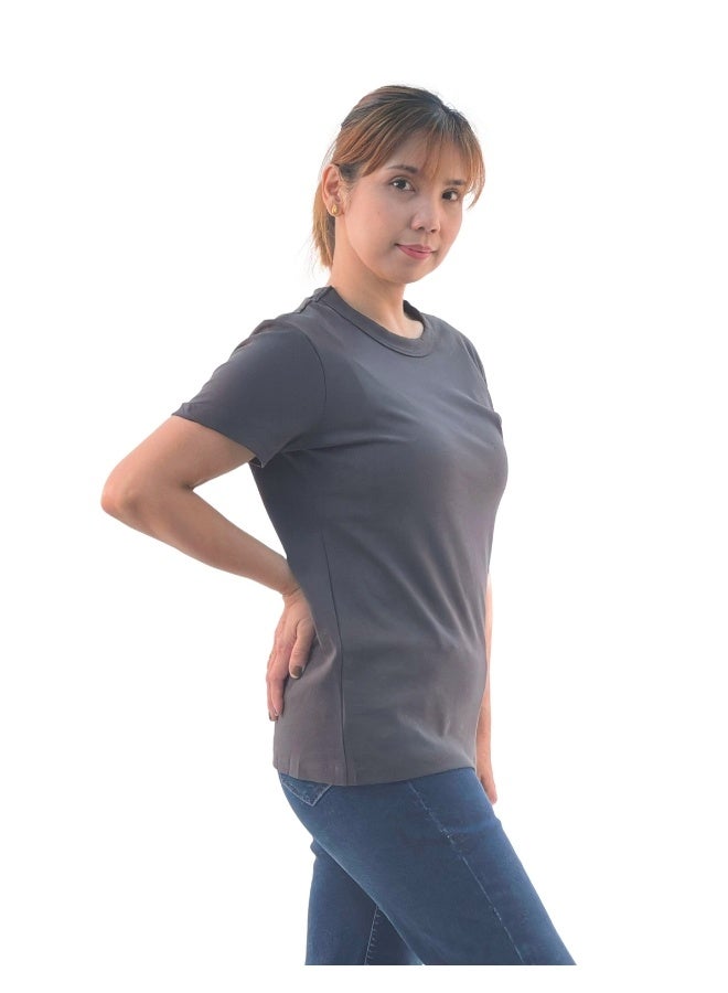 JOANNA JOANNA 193299 Women's Crew Neck Regular Fit Short Sleeve T-Shirt - Light Grey - Image 2