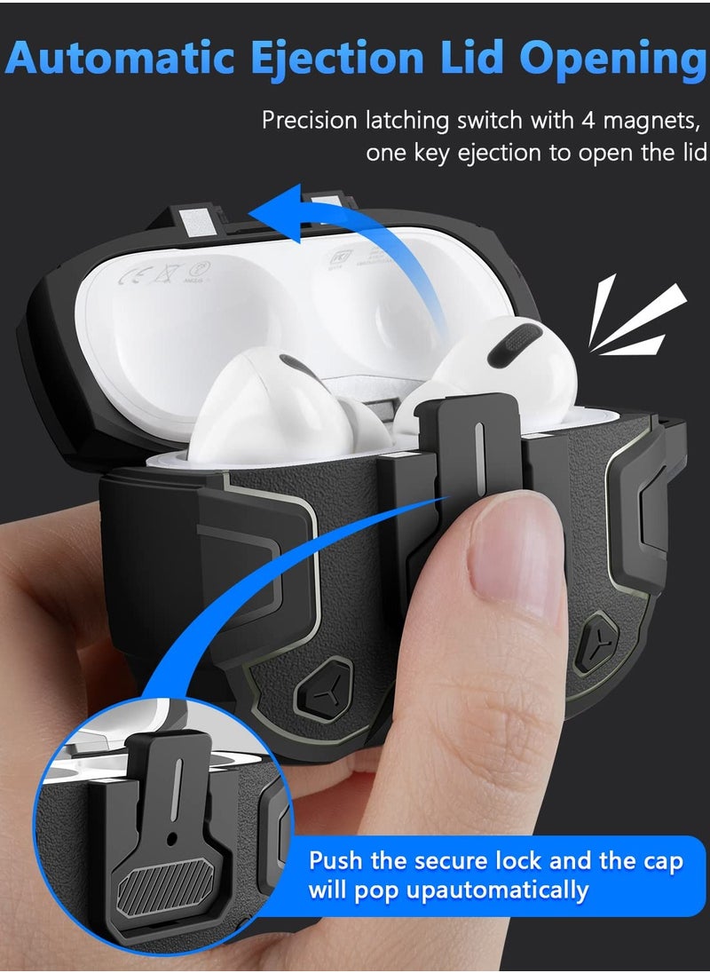 SYOSI - Case for Airpods Pro 2  Airpods Pro 2nd Generation Case with Secure Lock Magnets Full Body Shockproof Protective Case 2022 One Click Pop up 360 Degree Full Protection, Hybrid Drop Protection Black - Image 1