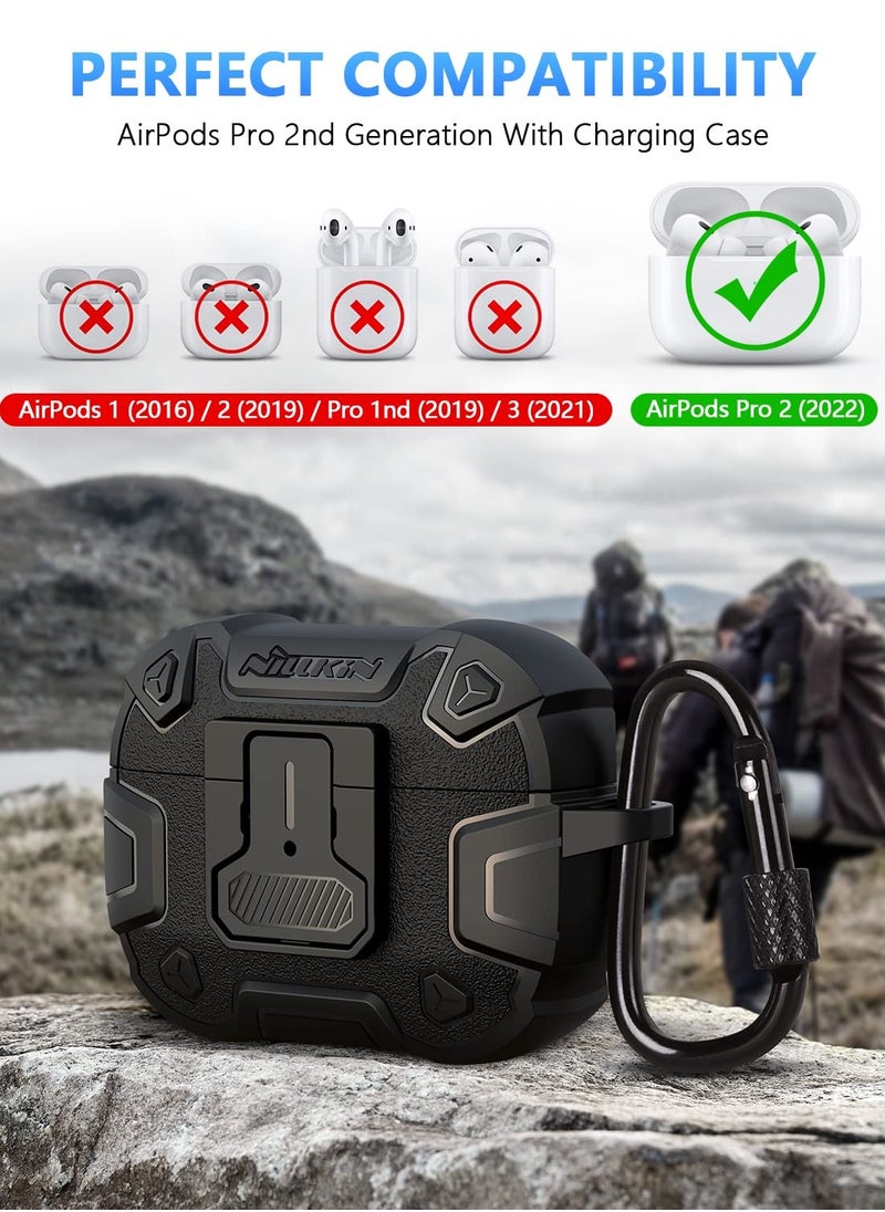 SYOSI - Case for Airpods Pro 2  Airpods Pro 2nd Generation Case with Secure Lock Magnets Full Body Shockproof Protective Case 2022 One Click Pop up 360 Degree Full Protection, Hybrid Drop Protection Black - Image 1