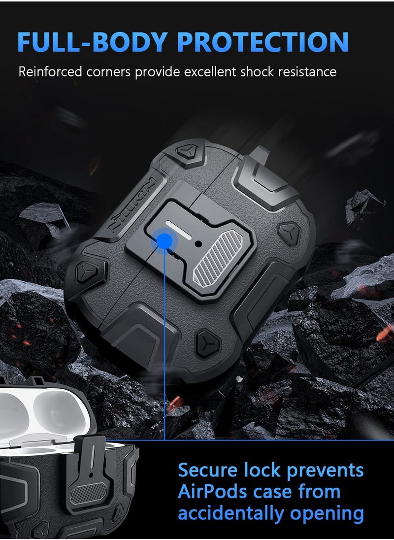 SYOSI - Case for Airpods Pro 2  Airpods Pro 2nd Generation Case with Secure Lock Magnets Full Body Shockproof Protective Case 2022 One Click Pop up 360 Degree Full Protection, Hybrid Drop Protection Black - Image 1