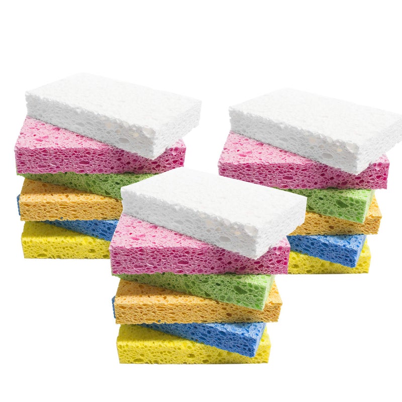 ARCLIBER Cleaning Scrub SpongeCellulose NonScratch for KitchenBathroomCarsColorful Compressed Sponge 18 Pack