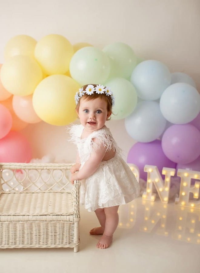 WOVOWOVO 2 Packs Daisy Flower Crown Headbands For Women Baby Girl, Sunflower Hippie Hair Accessories Fall Floral Crowns Hair Bands Handmade Bridal Headpiece Photo Props Party Vacation (White) - Image 3