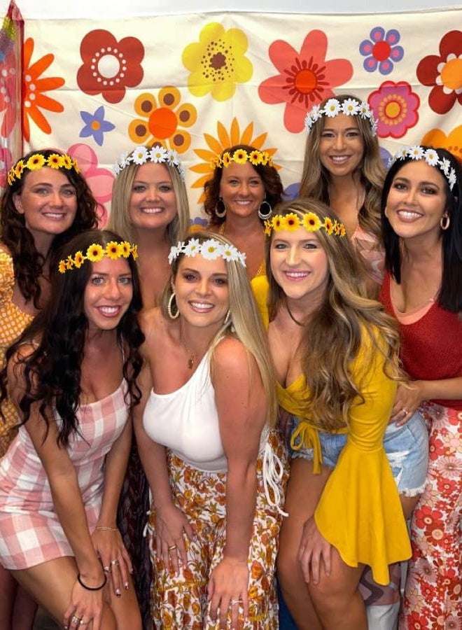 WOVOWOVO 2 Packs Daisy Flower Crown Headbands For Women Baby Girl, Sunflower Hippie Hair Accessories Fall Floral Crowns Hair Bands Handmade Bridal Headpiece Photo Props Party Vacation (White) - Image 5