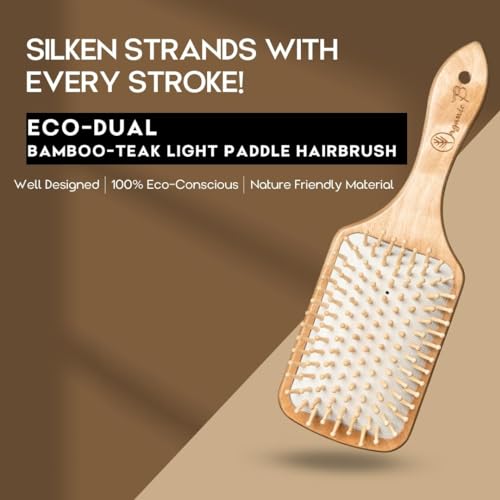 Organic B Wooden Paddle Hair Brush, Hair Brush Comb for Women, Bamboo Brush for Hair Care, Detangling Hair Brush for Thick Hair, Anti Static Brush for Curly and Straight Hair, Scalp Massage - Image 2