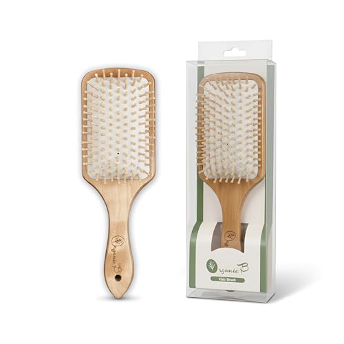 Organic B Wooden Paddle Hair Brush, Hair Brush Comb for Women, Bamboo Brush for Hair Care, Detangling Hair Brush for Thick Hair, Anti Static Brush for Curly and Straight Hair, Scalp Massage - Image 1