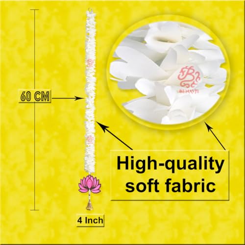 BENAVJI Presents Handmade Artificial Jasmin Mogra Garland String with MDF Lotus in Bell Style for Home Deocr Diwali Decoration Size 60 CM Length Pack of 7 - Image 4