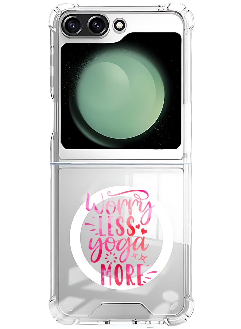 Theodor Magnetic Case for Samsung Galaxy Z Flip 6 Compatible with MagSafe Wireless Charging, Shockproof Phone Bumper Cover Worry less Yoga more - Image 1