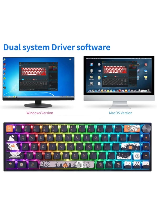 SKYLOONG GK68 RGB Gaming Keyboard – Gateron Optical Red Switch Hot Swappable (Dark Fairy Tale)  - Image 4