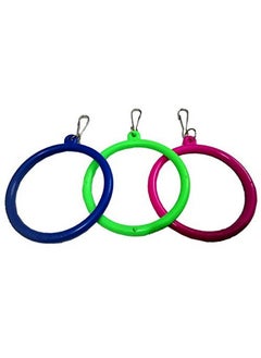 MASHKI Bird Toys & Swings For Love Birds, Parrot, Parakeet, Budgie, Cocktail Pet Birds. 3 Bird Swing In Multicolor With Ss Hook - For Small To Medium Size Birds (3.25 Inch)  - Image 1