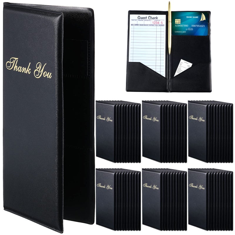 Amyhill 60 Pcs Check Presenters for Restaurants, Guest Bill Card Holders Restaurant Check Presenters Restaurant Tip Holders for Servers Waitress Waiter(Black) - Image 1