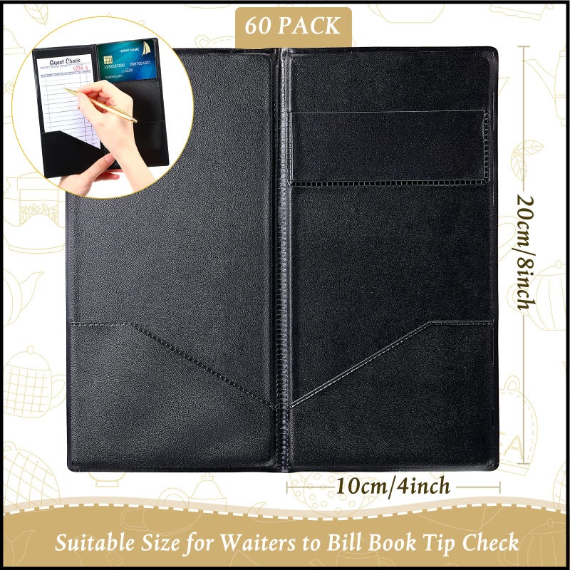 Amyhill 60 Pcs Check Presenters for Restaurants, Guest Bill Card Holders Restaurant Check Presenters Restaurant Tip Holders for Servers Waitress Waiter(Black) - Image 2