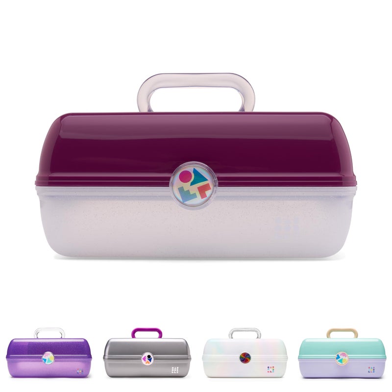 Caboodles On-The-Go Girl Makeup Box, Two-Tone Violet on Silver Sparkle, Hard Plastic Makeup Organizer Box, Built-In Mirror, Secure Latch for Safe Travel, Spacious Storage for Large Items - Image 2