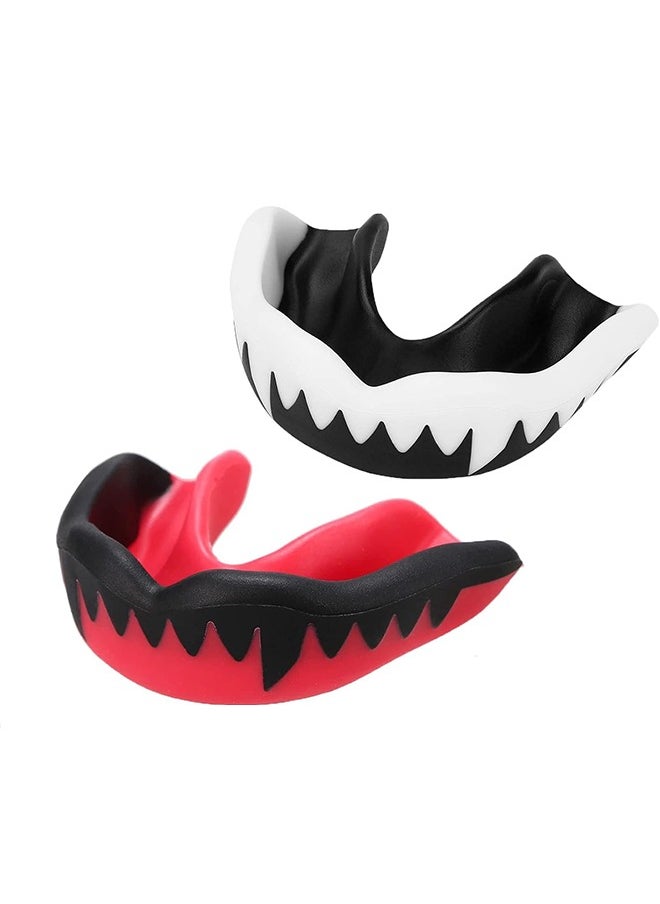 Generic Sports Mouth Guard, 2 Pcs Sports Gum Shield Adults and Junior Mouth Guard with Portable Case, Mouldable Slim Fit Mouthguard for Boxing, MMA, Rugby, Martial Arts, Judo, Karate, Hockey (White+Red)  - Image 1