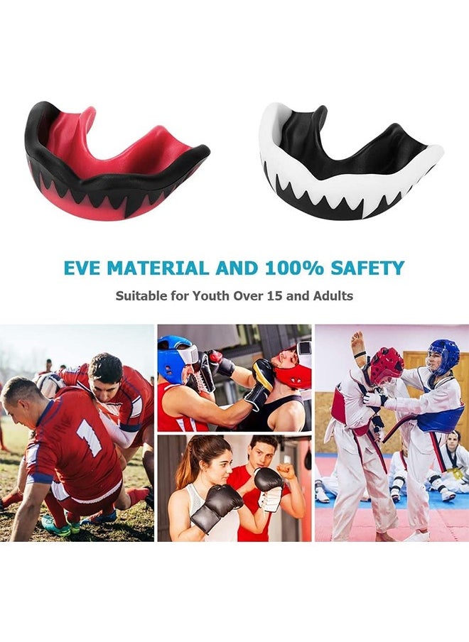 Generic Sports Mouth Guard, 2 Pcs Sports Gum Shield Adults and Junior Mouth Guard with Portable Case, Mouldable Slim Fit Mouthguard for Boxing, MMA, Rugby, Martial Arts, Judo, Karate, Hockey (White+Red)  - Image 2