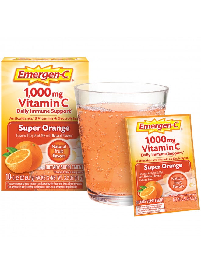 Emergen-C Emergen-C 1000mg Vitamin C Powder for Daily Immune Support Caffeine Free Vitamin C Supplements with Zinc and Manganese, B Vitamins and Electrolytes, Super Orange Flavor - 10 Count - Image 4