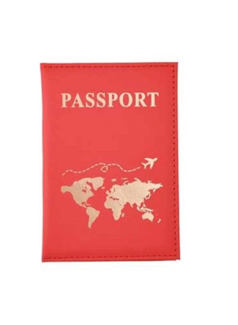SOLDOUT Passport Protection Case Ticket Holder PU Leather Card Sleeve Multi-function ID For Cabin Flight Crew Pilot Traveller Tourist Couples (Red) - Image 1