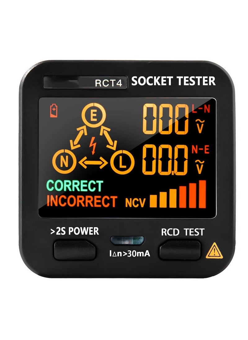 KASTWAVE جهاز اختبار النقاط الخارجة EBTN LCD مع عرض الفولتية جهاز اختبار مقبس RCD محلل الدائرة جهاز كشف القطبية جهاز اختبار التسرب مختبر خط الكهرباء لفحص الأعطال 8 مؤشرات مرئية  - Image 1