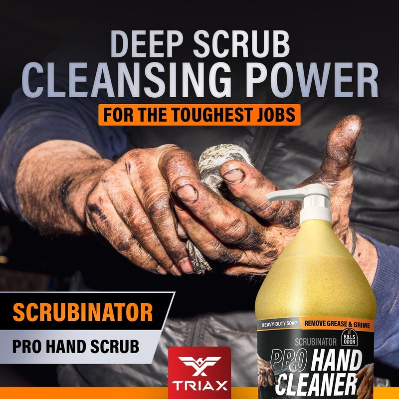 ترياكس  TRIAX Scrubinator - منظف يدوي ثقيل - يزيل الشحوم الصعبة والأوساخ والأتربة والروائح - لا يحتوي على مذيبات سامة أو مواد كيميائية قاسية - مرطبات لحماية البشرة (16 أونصة / 454 جرامًا) يلائم الحياة اليومية - Image 2