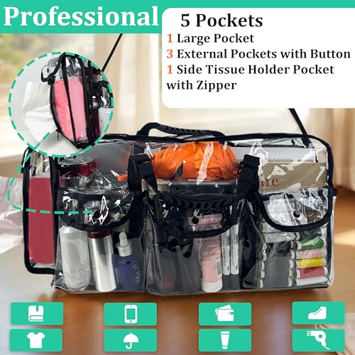 Mewcho 20" Large Clear Tote Makeup Kit Bag for Travel, Clear Duffle Toiletry Cosmetic Bag Professional Organizer Bags for Make up Set Artist Work Beach Gym - Image 4