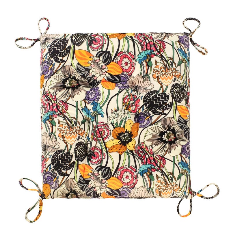 Makimoo Patio Cushion, Rocking Chair Cushion, Tufted Pads, Set of Upper and Lower with Ties Pack of 2 (2 Sets) - Back 19"Ã—16.5", Seat 16.5"Ã—16.5" (Black Purple Flowers) - Image 4