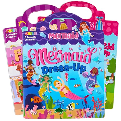 JOYIN 3 Sets DressUp Reusable Sticker Book for Toddlers 3D Sticker Book for Kids 3 4 5 Travel Essentials Airplane Activity Toys Crafts Gifts Birthday Gifts Fashion Mermaid Princess - Image 1