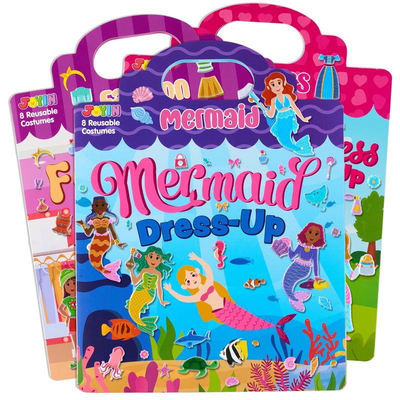 JOYIN 3 Sets DressUp Reusable Sticker Book for Toddlers 3D Sticker Book for Kids 3 4 5 Travel Essentials Airplane Activity Toys Crafts Gifts Birthday Gifts Fashion Mermaid Princess - Image 2